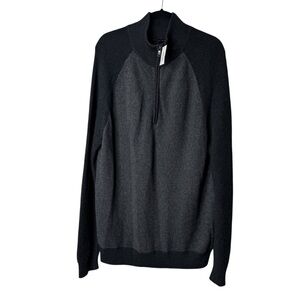 Banana Republic Men’s Gray Black Quarter Zip Knit Pullover Sweater Size XL NEW‎
